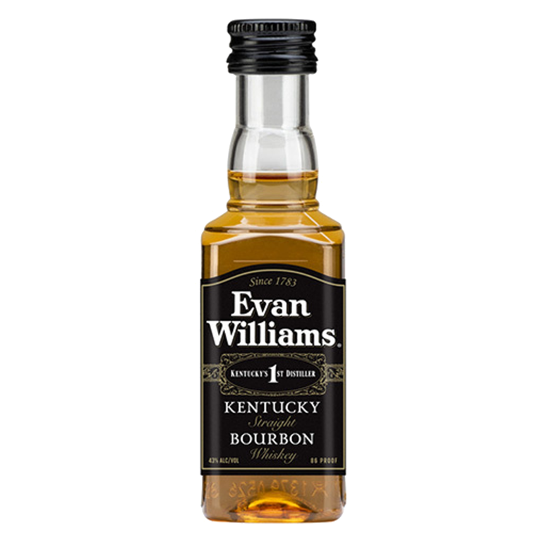 Evan Williams Black Label Bourbon, 50 ml product packaging