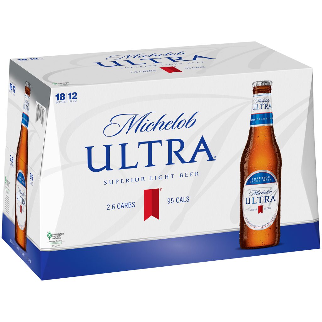 Michelob Ultra 12 oz 18-pack bottles