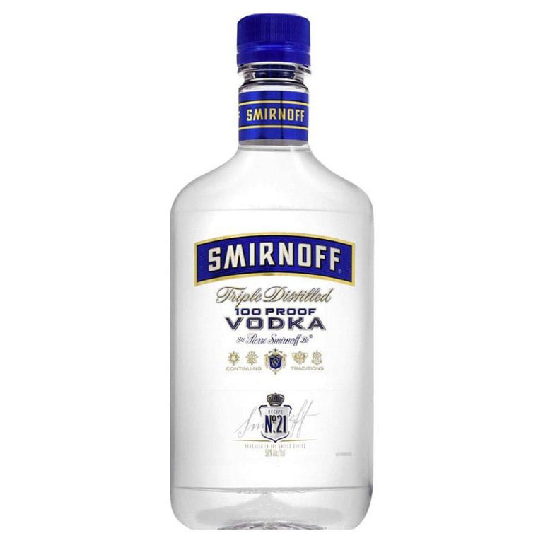 Smirnoff 100 Proof Vodka, 375 ml product packaging